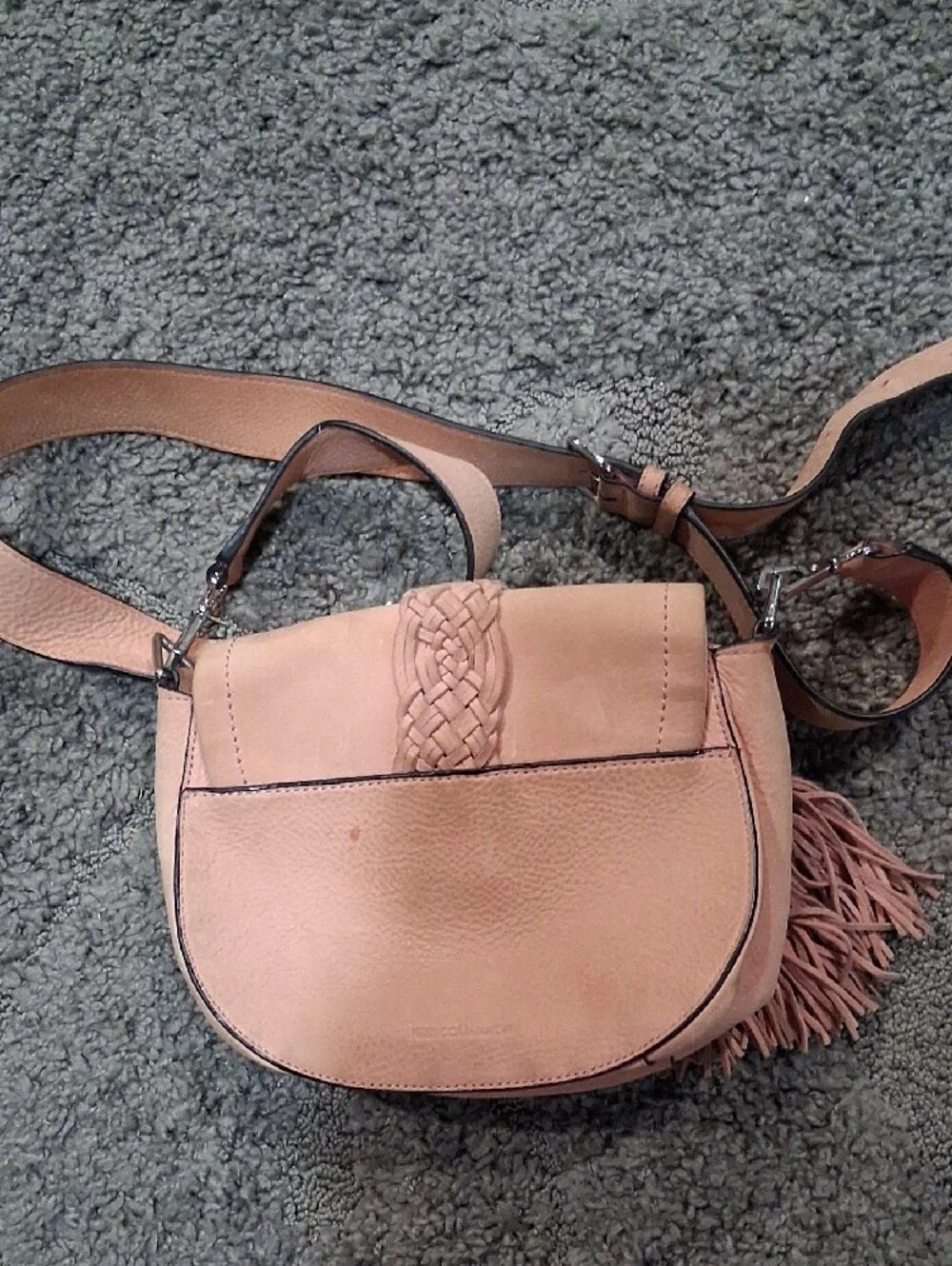 Rebecca Minkoff Dusty Pink Braided Tassel Crossbody